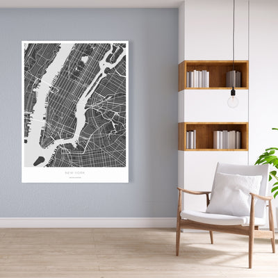 New York Graphic Map, Fine art gallery wrapped canvas 24x36