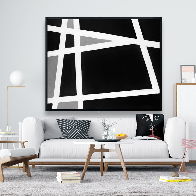 Black And White Abstract Shapes, Fine art gallery wrapped canvas 24x36