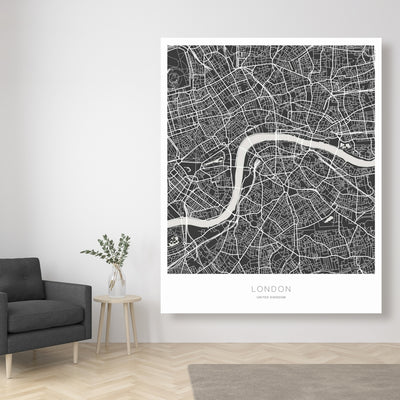 Graphic Map Of London, Fine art gallery wrapped canvas 24x36