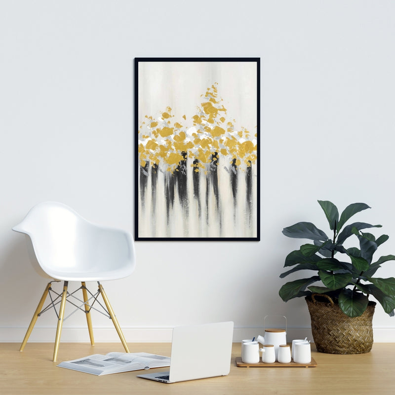 Abstract Gold Flowers , Fine art gallery wrapped canvas 24x36