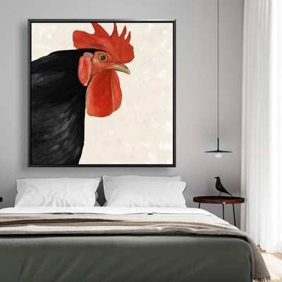 Black Hen, Fine art gallery wrapped canvas 36x36
