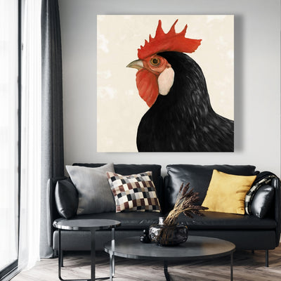 Beautilful Black Hen, Fine art gallery wrapped canvas 36x36