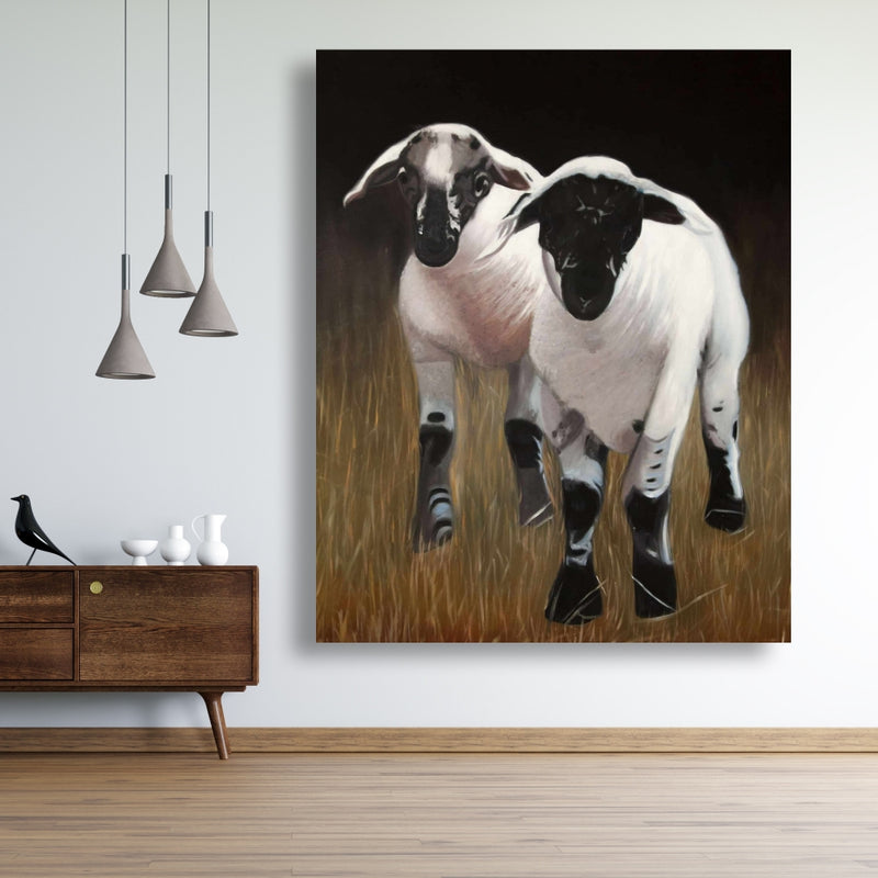 Two Lambs, Fine art gallery wrapped canvas 24x36