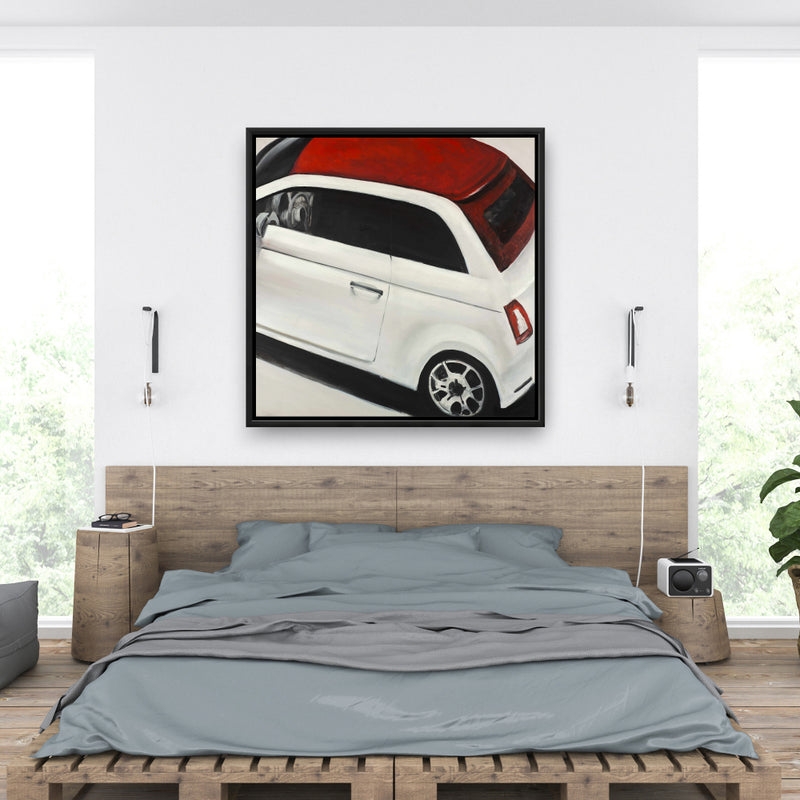 Italian Red And White Car, Fine art gallery wrapped canvas 24x36