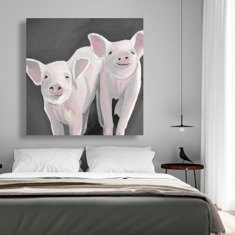 Two Little Piglets, Fine art gallery wrapped canvas 36x36