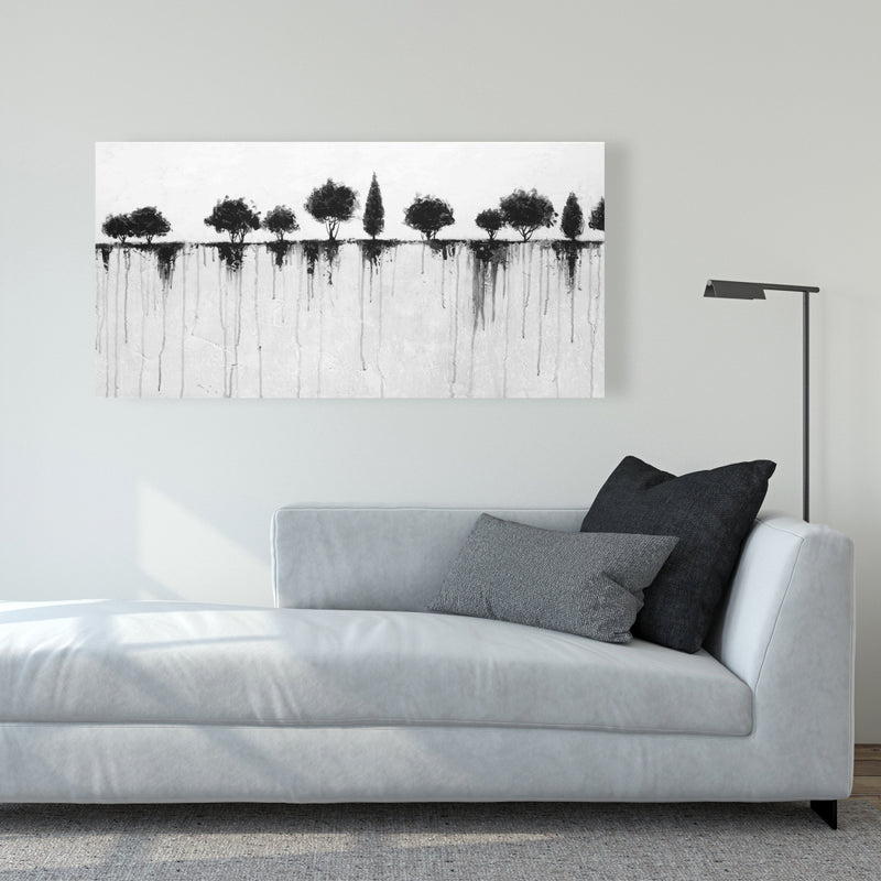 Abstract Black Trees, Fine art gallery wrapped canvas 16x48
