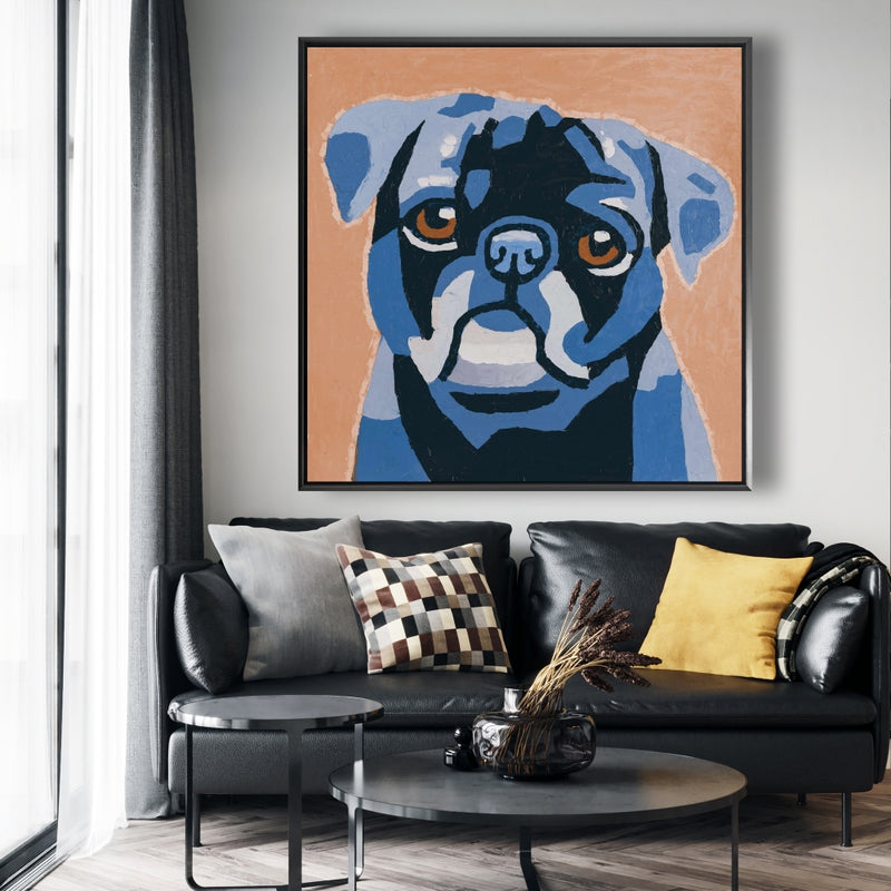 Flash The Pug, Fine art gallery wrapped canvas 36x36