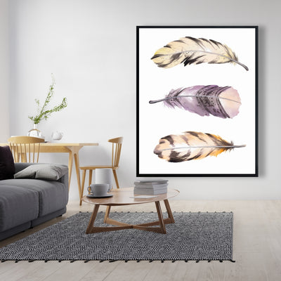 Horizontal Striped Feather Set, Fine art gallery wrapped canvas 24x36