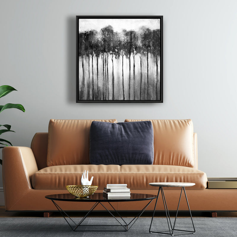 Abstract Forest Black And White, Fine art gallery wrapped canvas 36x36