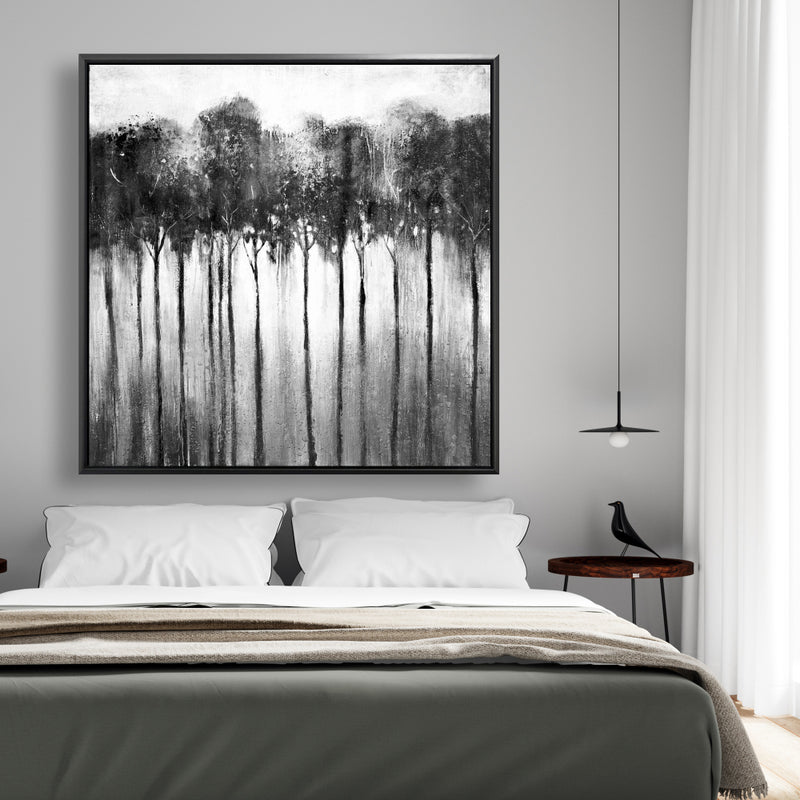 Abstract Forest Black And White, Fine art gallery wrapped canvas 36x36