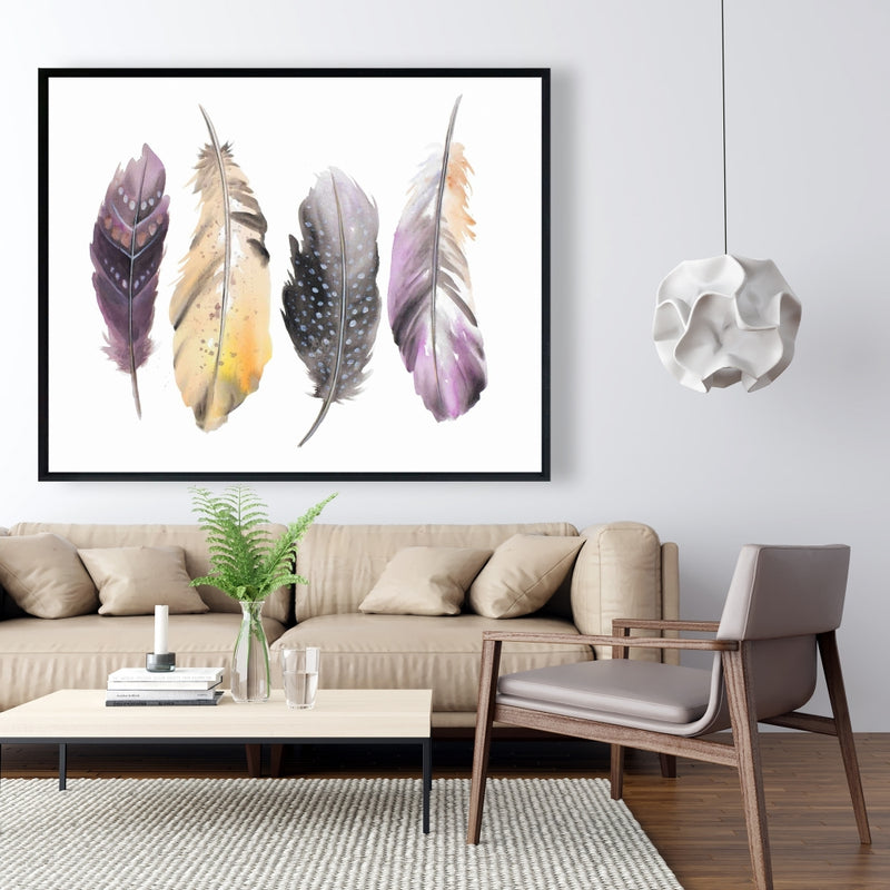 Bohemian Feather Set, Fine art gallery wrapped canvas 24x36
