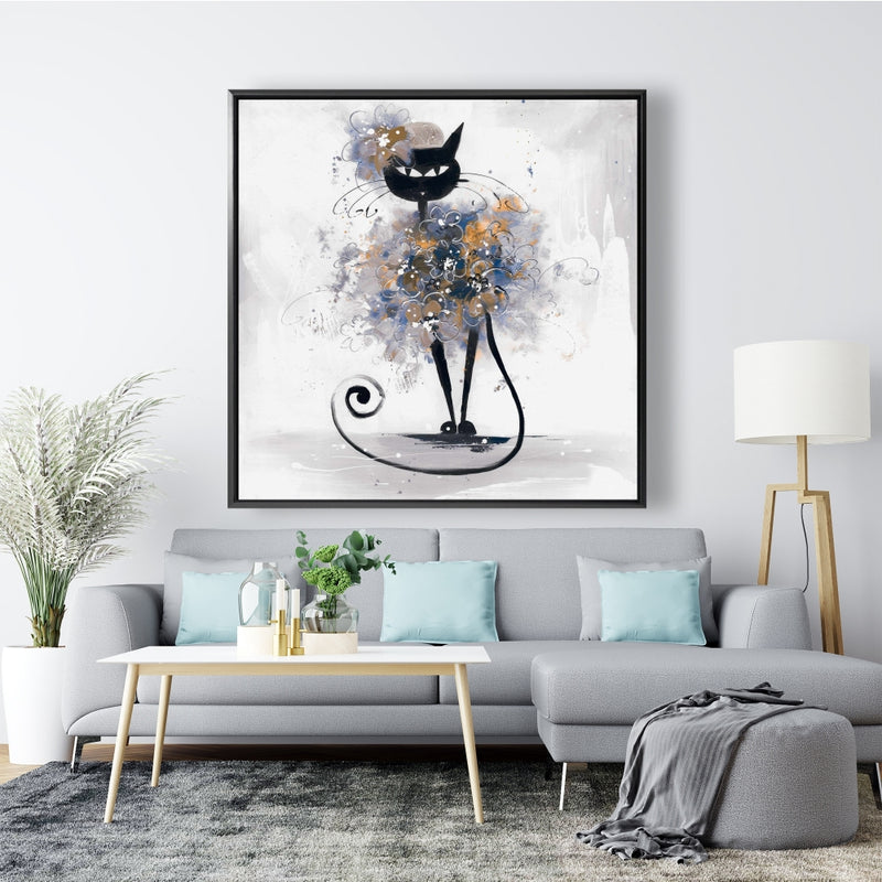 Cartoon Black Cat, Fine art gallery wrapped canvas 24x36