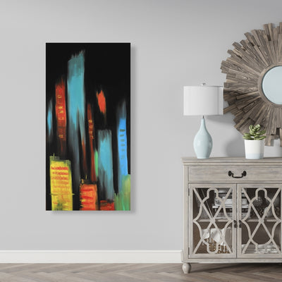 Abstract Tall Buildings, Fine art gallery wrapped canvas 16x48