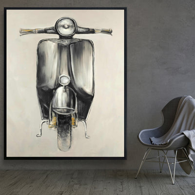 Small Black Moped, Fine art gallery wrapped canvas 24x36