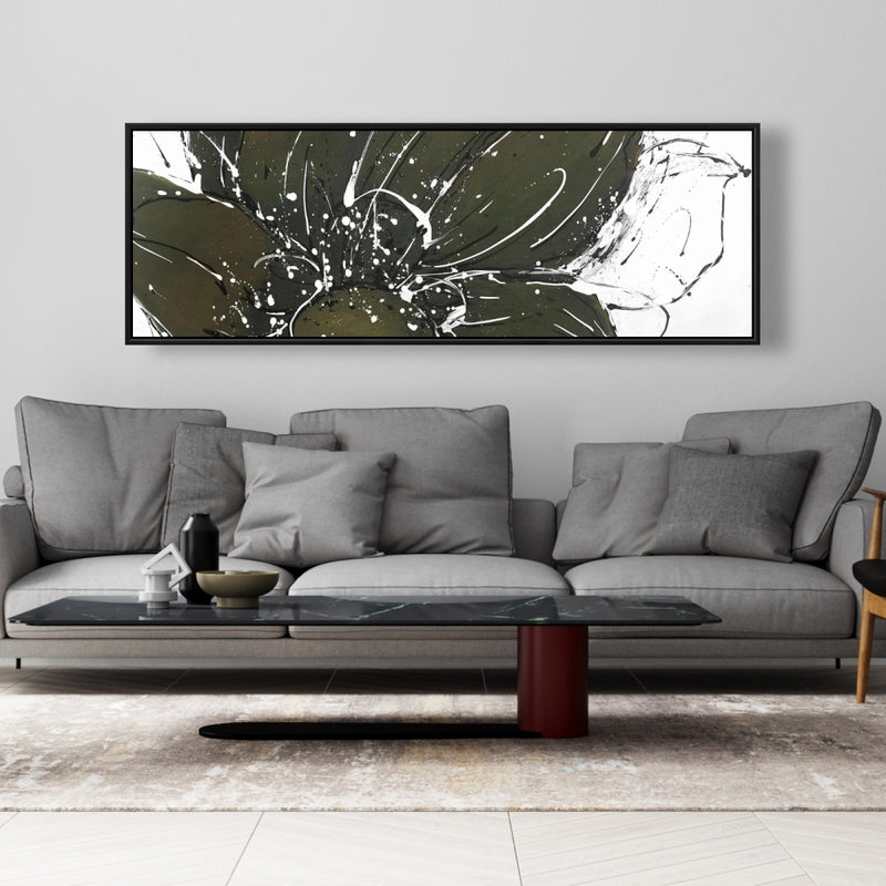 Abstract Flower With Paint Splash, Fine art gallery wrapped canvas 16x48
