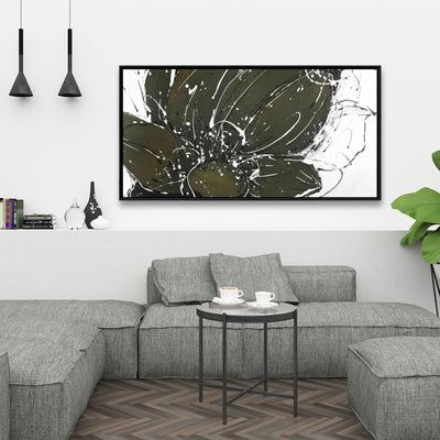 Abstract Flower With Paint Splash, Fine art gallery wrapped canvas 16x48
