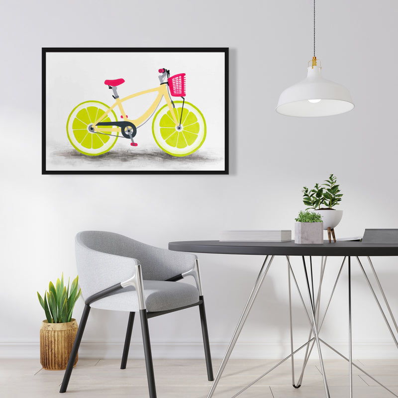 Lime Wheel Bike, Fine art gallery wrapped canvas 24x36