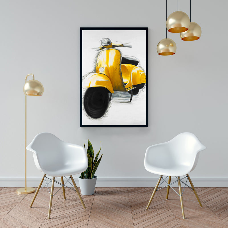 Yellow Italian Scooter, Fine art gallery wrapped canvas 24x36
