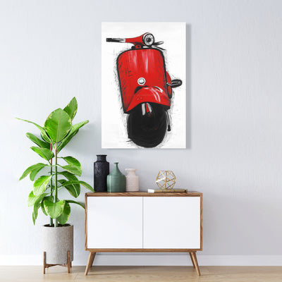 Red Italian Scooter, Fine art gallery wrapped canvas 24x36
