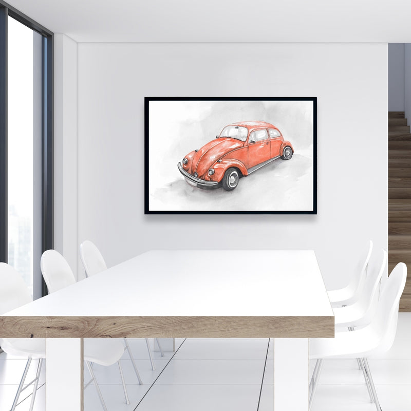 Vintage Red Beetle, Fine art gallery wrapped canvas 24x36