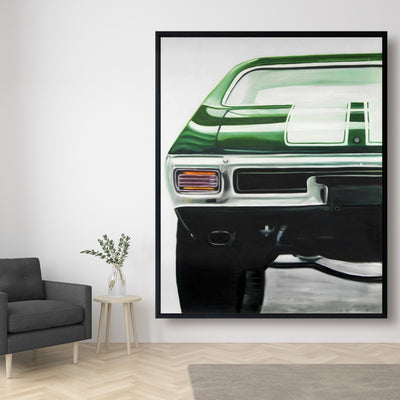 Classic Dark Green Car, Fine art gallery wrapped canvas 24x36