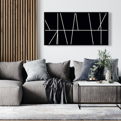 White Stripes On Black Background, Fine art gallery wrapped canvas 16x48
