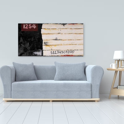 Wooden Pallets Looking Art With Numbers, Fine art gallery wrapped canvas 16x48