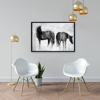 Horses Silhouettes In The Mist, Fine art gallery wrapped canvas 24x36
