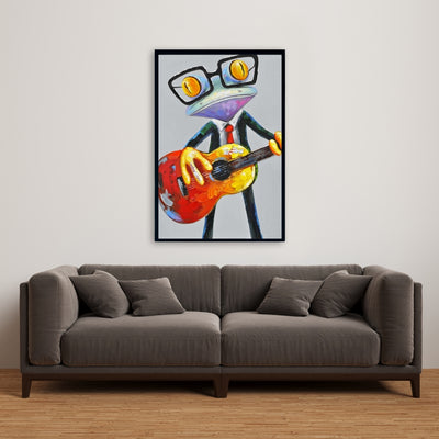 Funny Frog Playing Guitar, Fine art gallery wrapped canvas 24x36