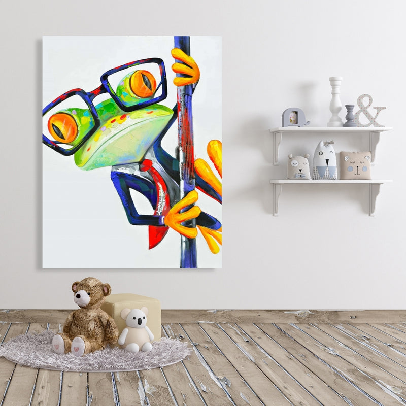 Funny Frog With Glasses, Fine art gallery wrapped canvas 24x36