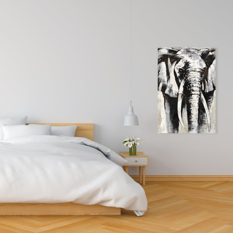 Grayscale Elephant, Fine art gallery wrapped canvas 24x36