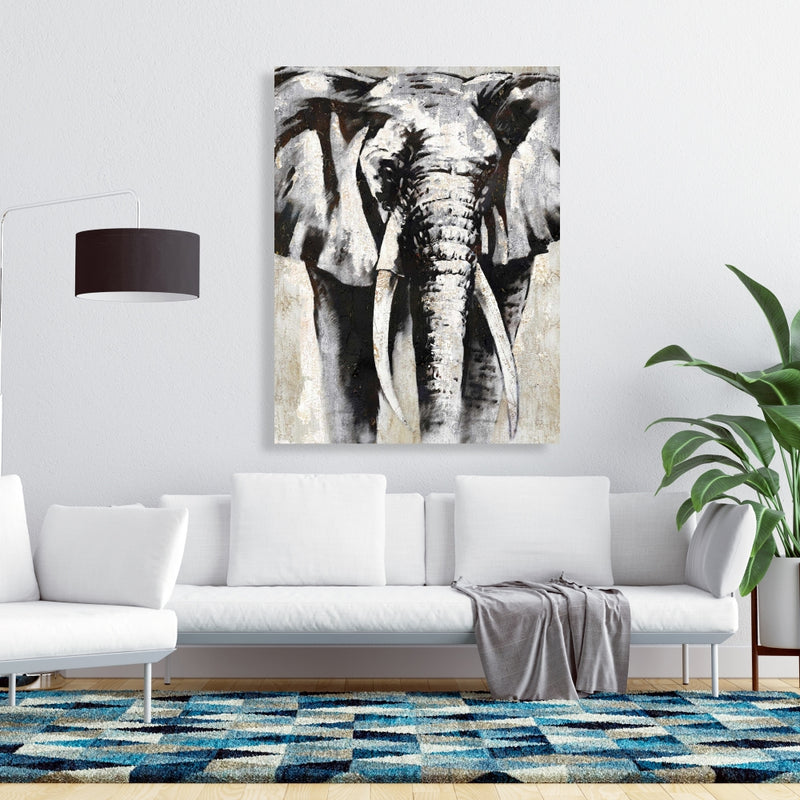 Grayscale Elephant, Fine art gallery wrapped canvas 24x36
