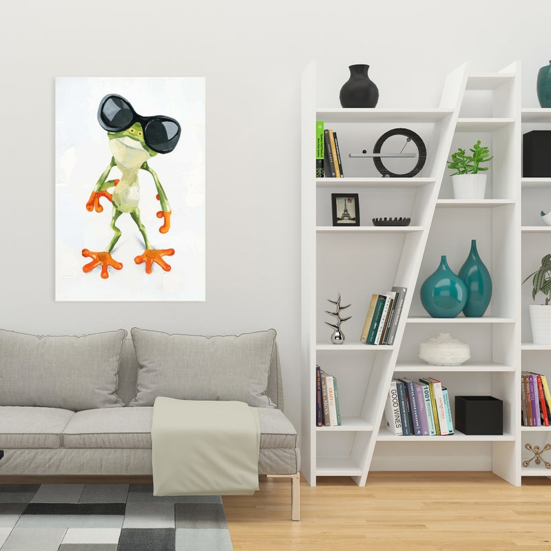 Funny Frog With Sunglasses, Fine art gallery wrapped canvas 24x36