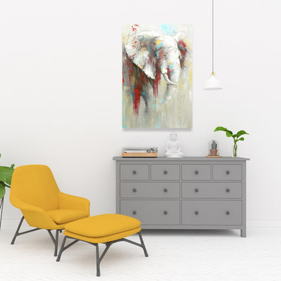 Abstract Elephant With Paint Splash, Fine art gallery wrapped canvas 24x36