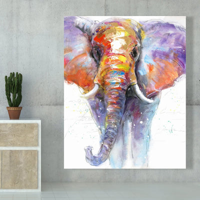 Colorful Walking Elephant, Fine art gallery wrapped canvas 24x36