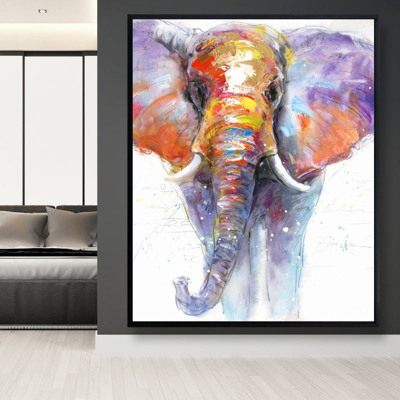 Colorful Walking Elephant, Fine art gallery wrapped canvas 24x36