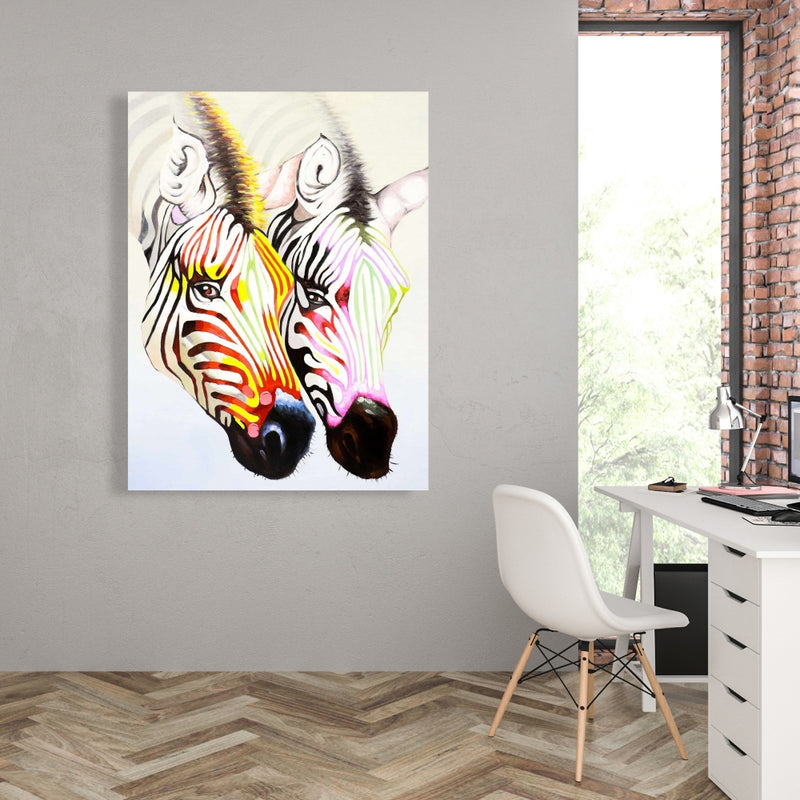 Couple Of Colorful Zebras, Fine art gallery wrapped canvas 36x36