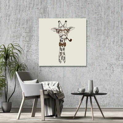 Funny Giraffe With A Pipe, Fine art gallery wrapped canvas 24x36