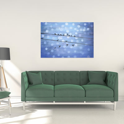 Birds On Glittering Blue Sky, Fine art gallery wrapped canvas 24x36