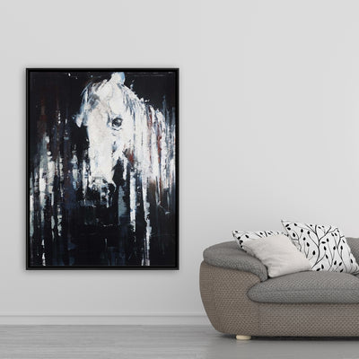 Abstract Horse On Black Background, Fine art gallery wrapped canvas 24x36