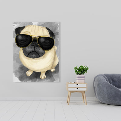 Pug With Style, Fine art gallery wrapped canvas 24x36