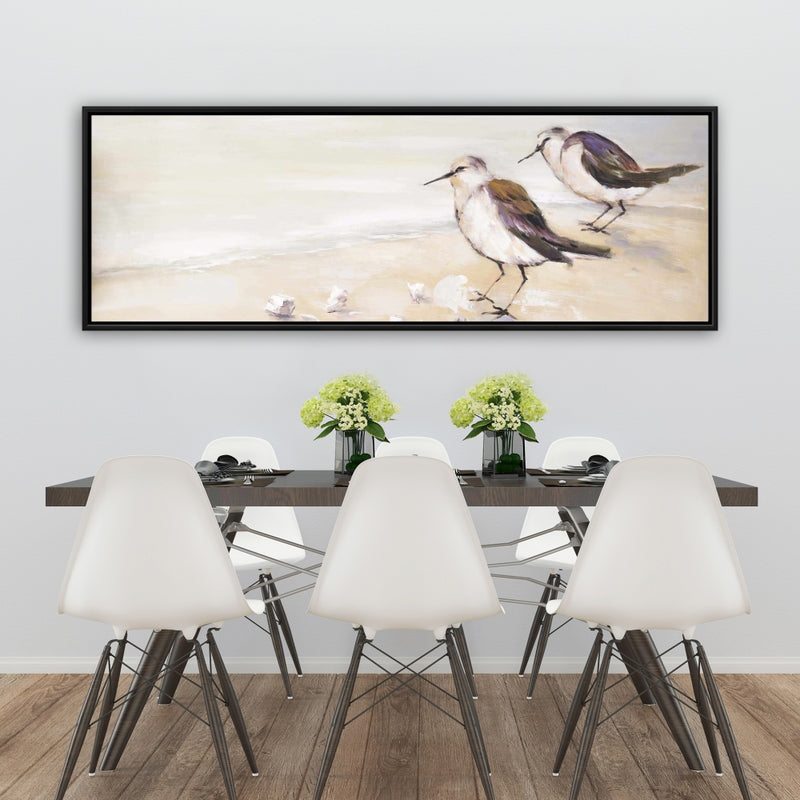 Two Sandpipers On The Beach, Fine art gallery wrapped canvas 16x48
