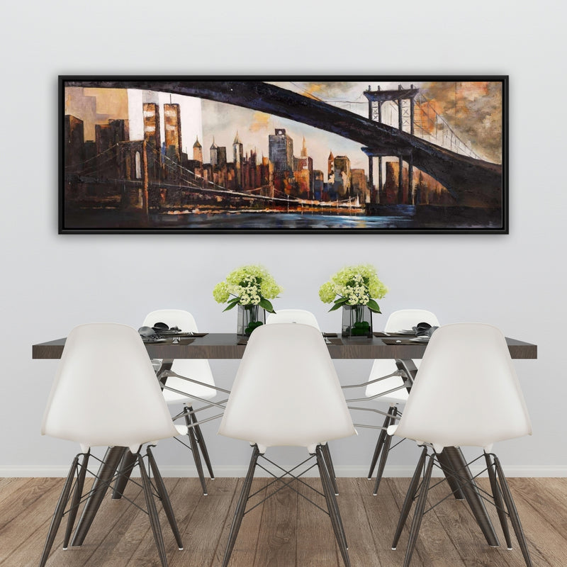 Sunset Over New York, Fine art gallery wrapped canvas 16x48