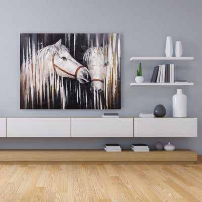 Two White Horses Kissing, Fine art gallery wrapped canvas 24x36