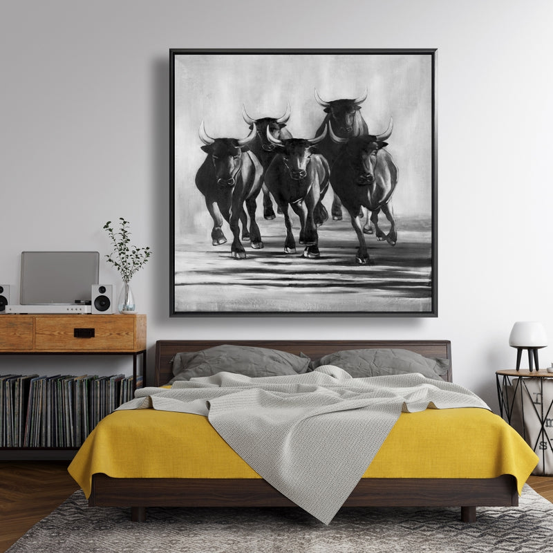 Group Of Bulls At Galops, Fine art gallery wrapped canvas 24x36