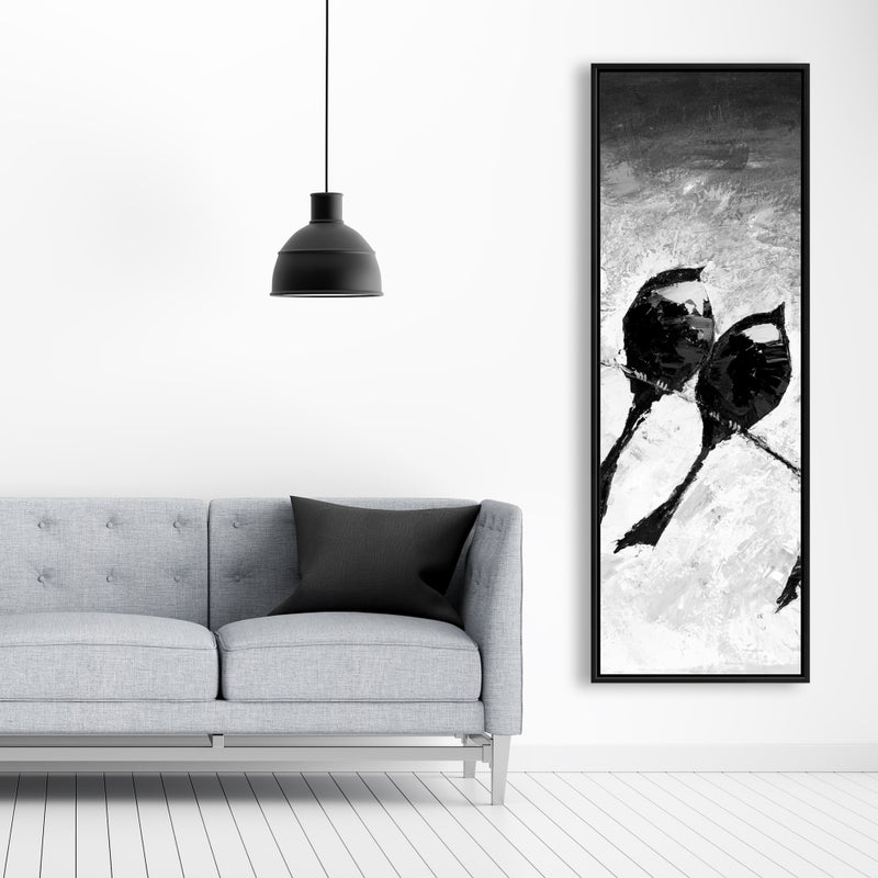Five Birds Perched, Fine art gallery wrapped canvas 16x48