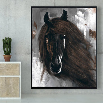 Dark Brown Horse, Fine art gallery wrapped canvas 24x36