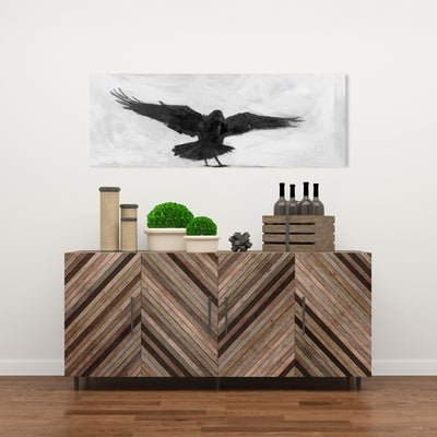Crow In Flight, Fine art gallery wrapped canvas 16x48