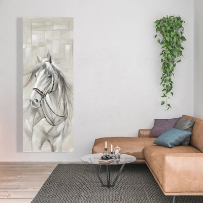 Worthy White Horse, Fine art gallery wrapped canvas 16x48