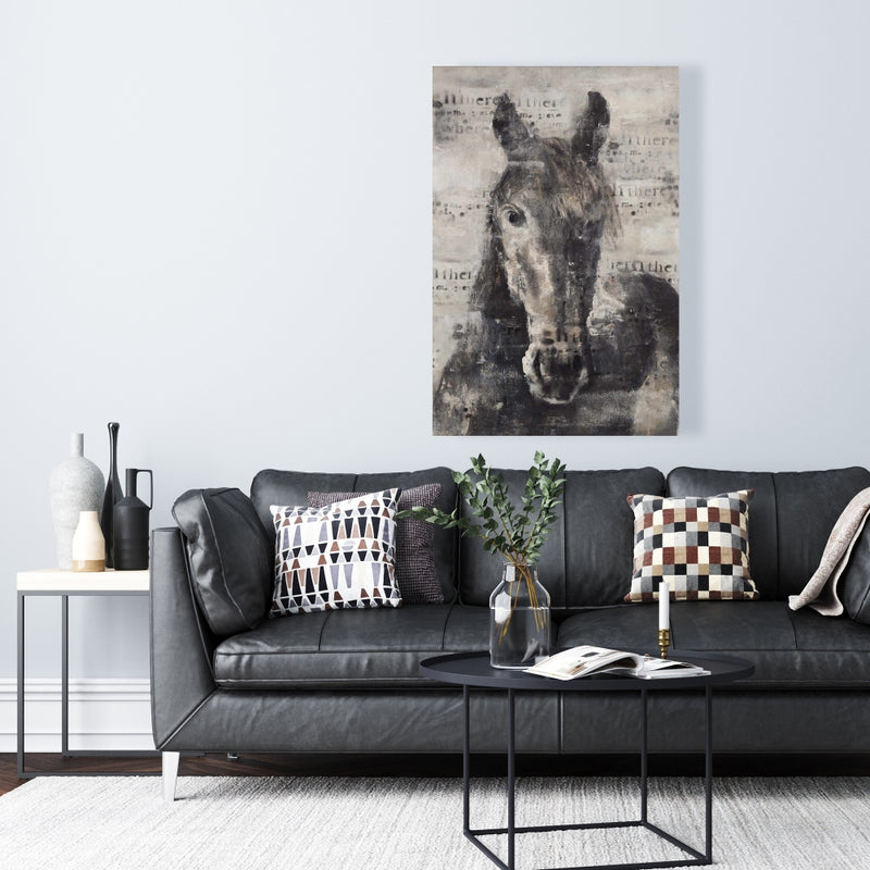 Abstract Horse With Typography, Fine art gallery wrapped canvas 24x36